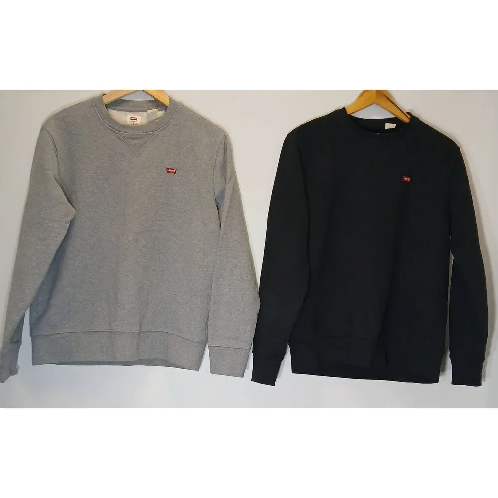 Levis mens small gray and black sweatshirt lot of 2 crewneck pullover